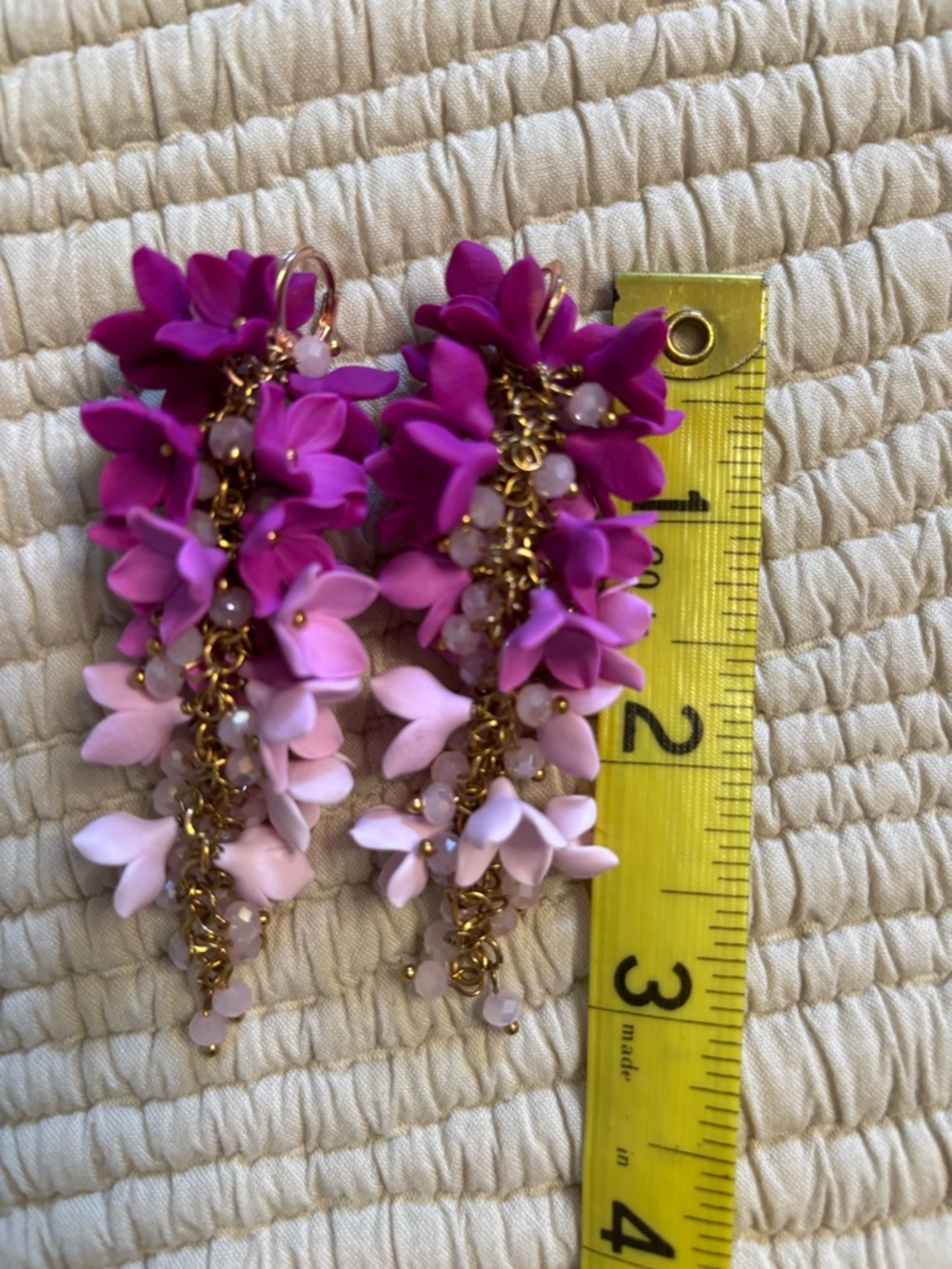 Floral Statement earrings in Fuchsia & Blush - Picture 3 of 4